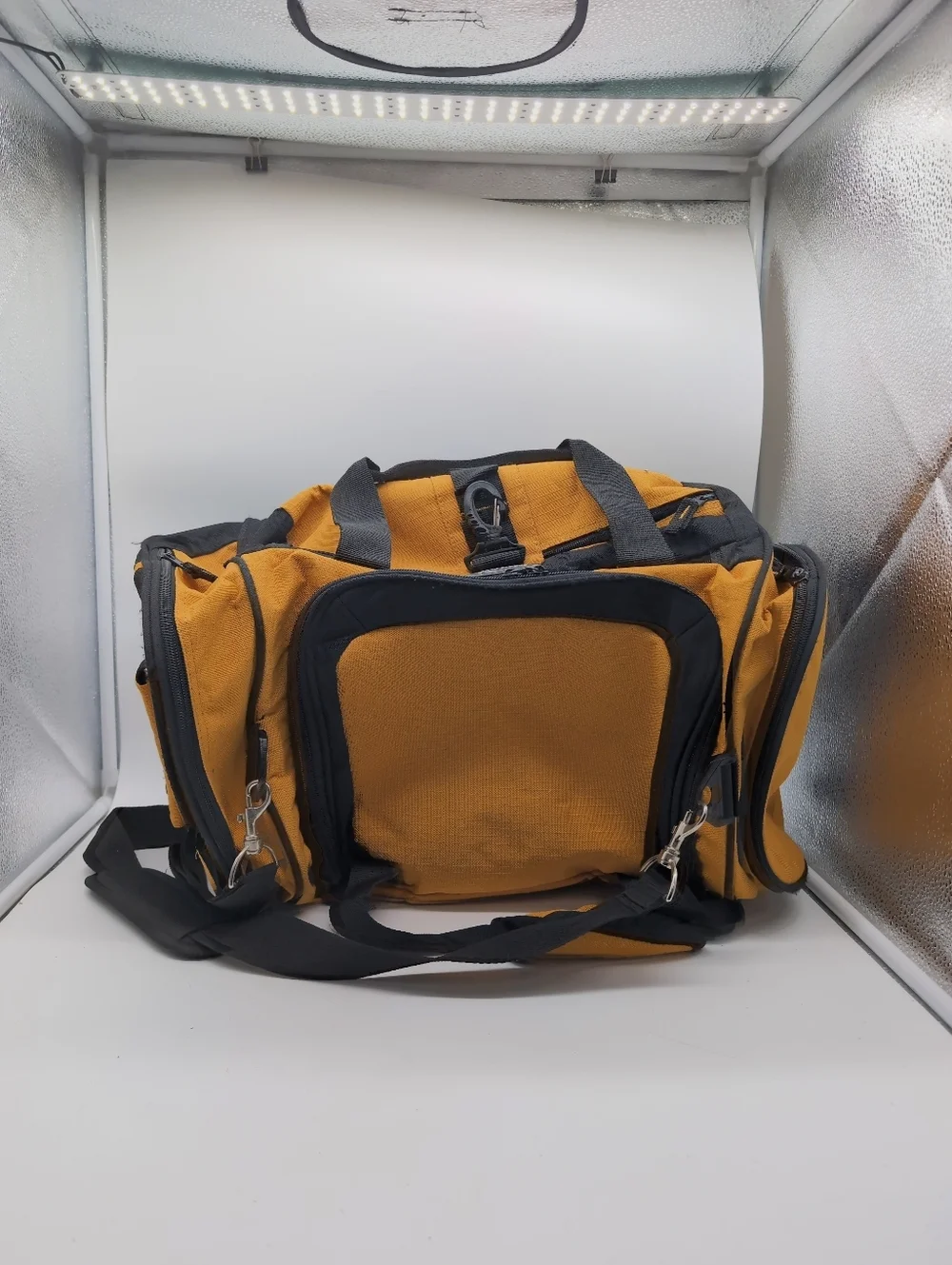 Olympia Sport Plug Heavy Duty Men’s Yellow Canvas Duffel Bag Black 20x11x10